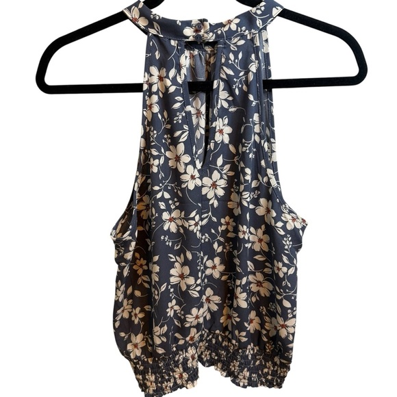 Sienna Sky Floral Sleeveless Tank Top with Cut Out Smocked Design - Picture 1 of 5